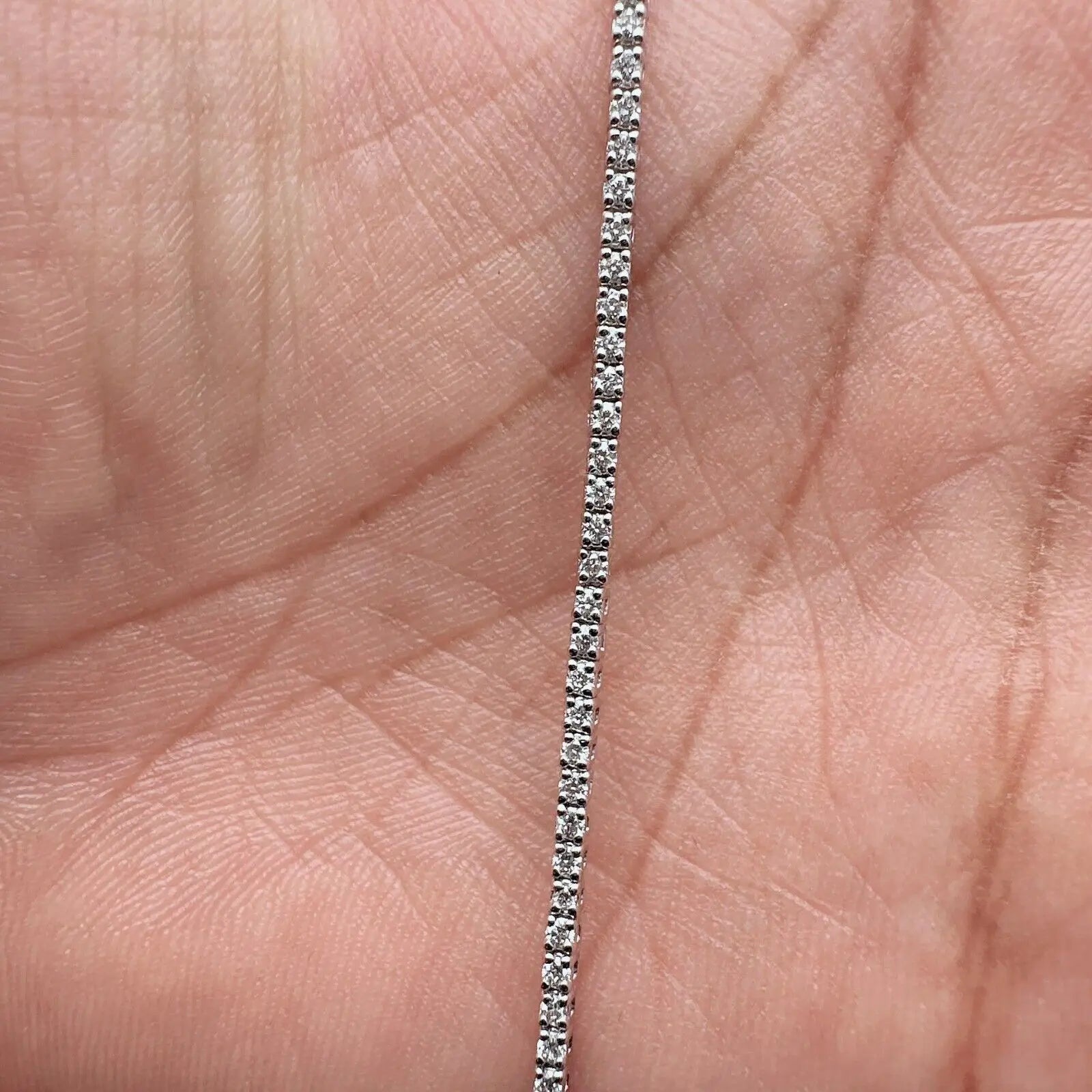 14ct White Gold Diamond Tennis Bracelet 4 Claw 0.91ct  Diamond Bracelets