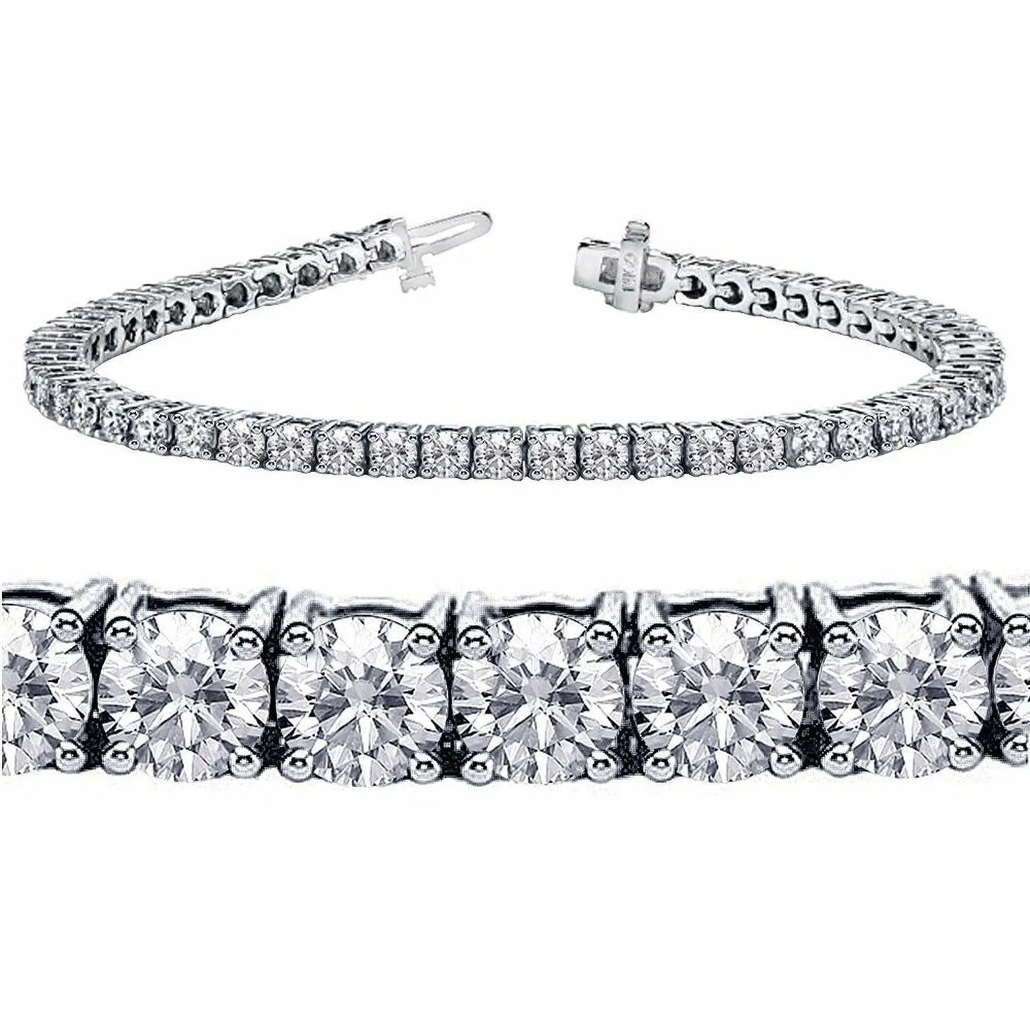 14ct White Gold Diamond Tennis Bracelet 4-Claw 5.30cts  Diamond Bracelets