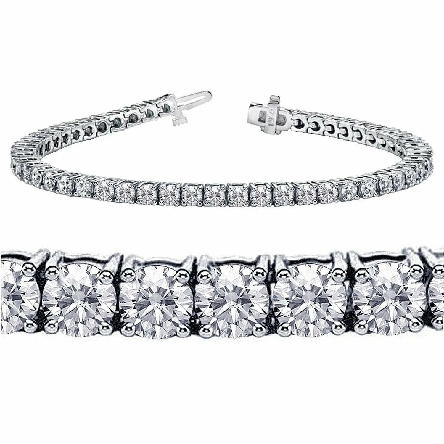 14ct White Gold Diamond Tennis Bracelet 4-Claw 5.30cts  Diamond Bracelets