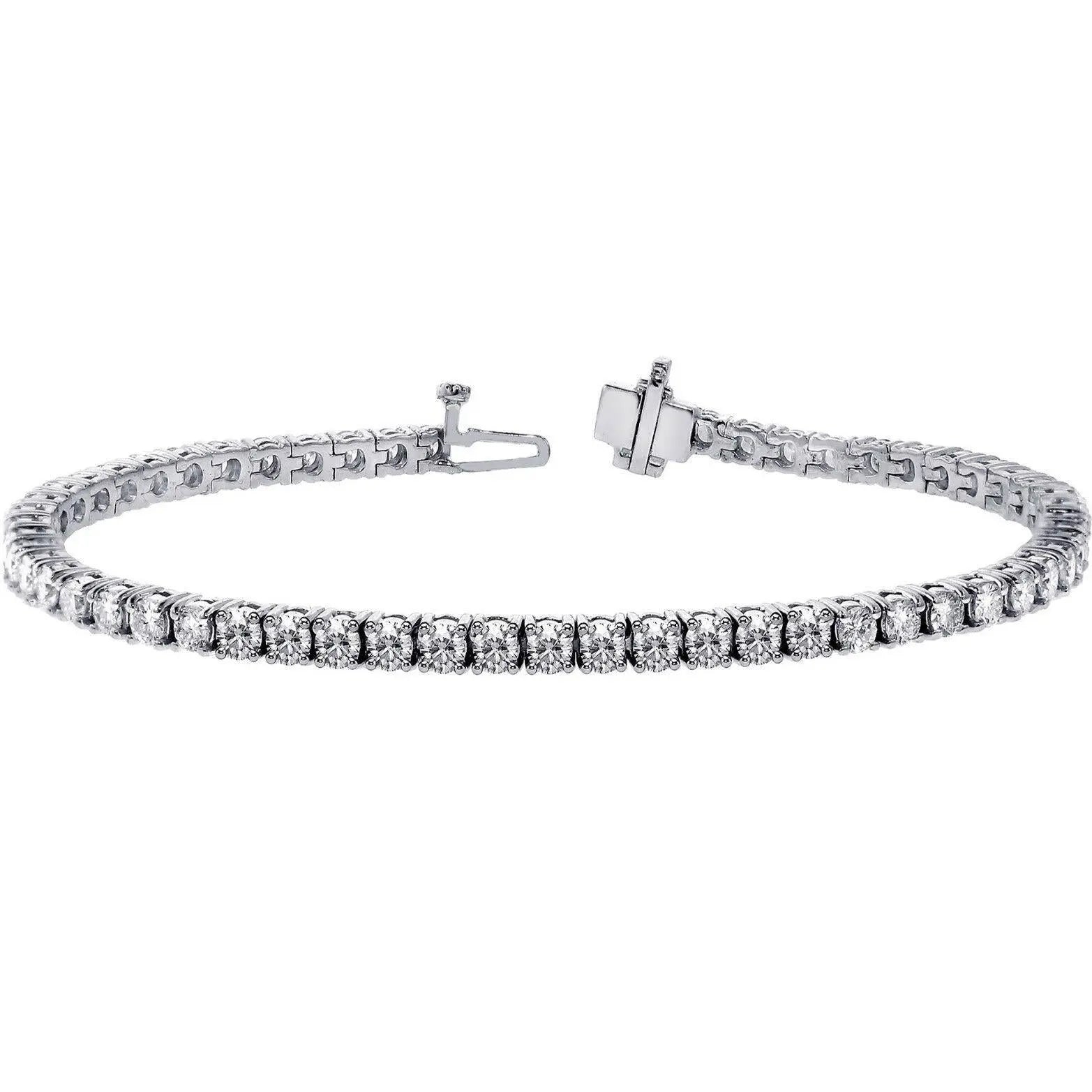 14ct White Gold Diamond Tennis Bracelet 4-Claw 5.30cts  Diamond Bracelets
