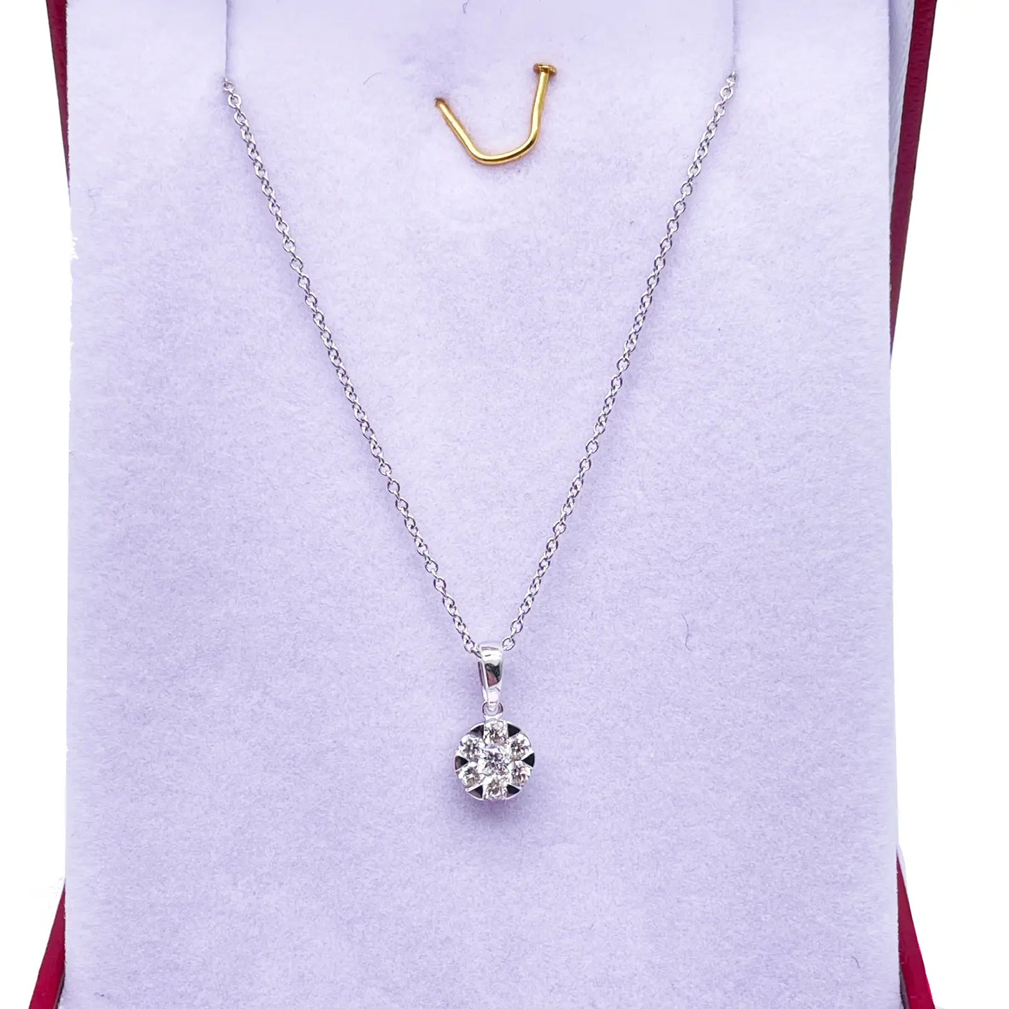 14ct White Gold Diamonds Round Pendant Necklace 0.24ct 