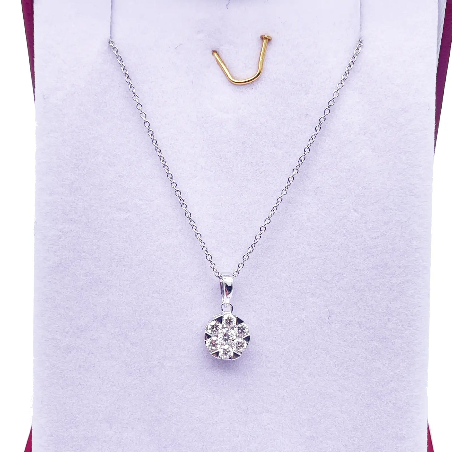 14ct White Gold Diamonds Round Pendant Necklace 0.40ct 