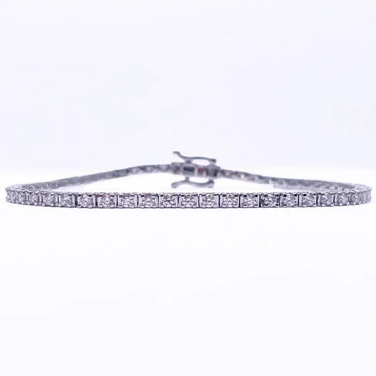 14ct White Gold Natural Diamond Tennis Bracelet 4 claw 2.00ct 7''inches  Diamond Bracelets