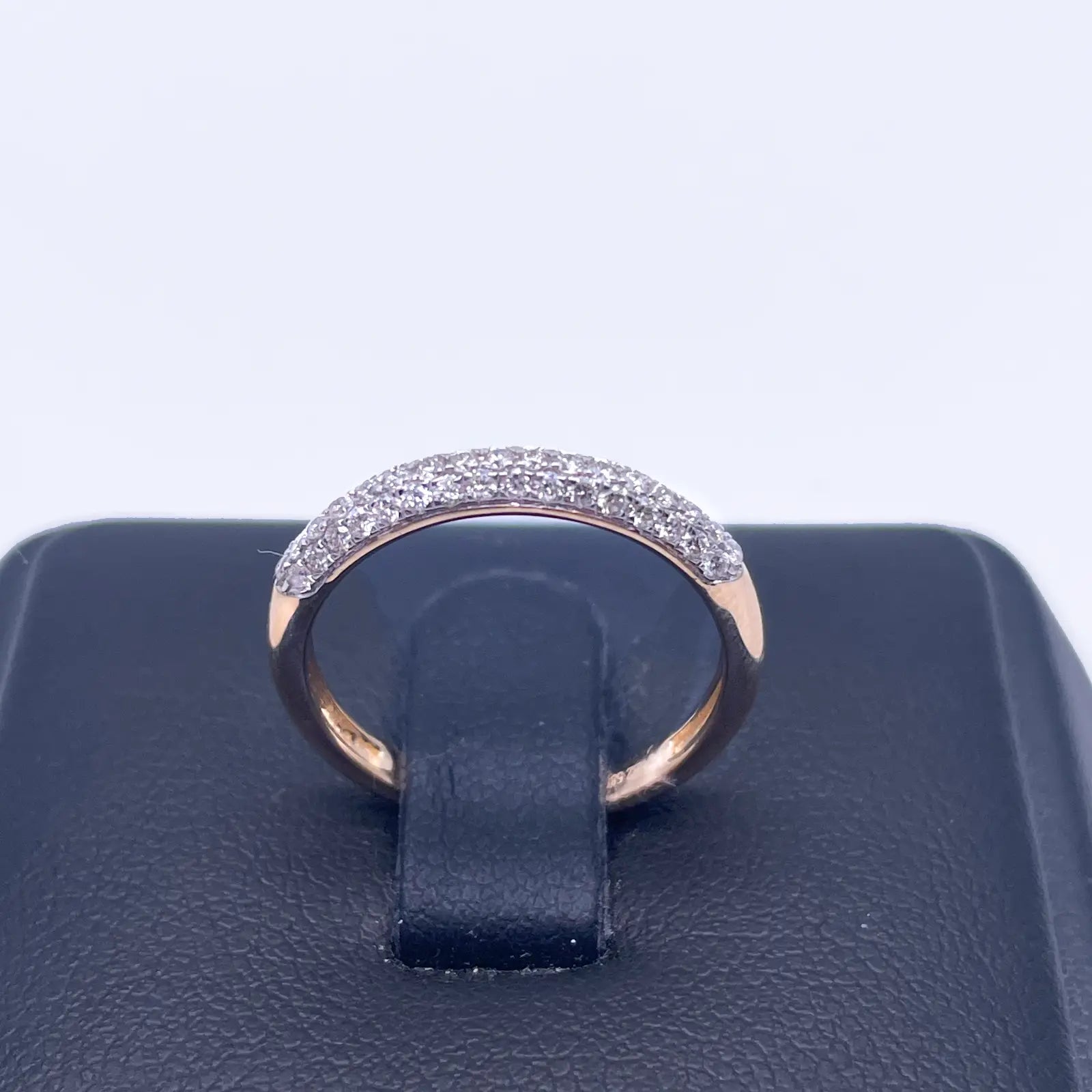 14ct Yellow Gold Diamond 3 Row Dome Shaped Pave Set Ring 0.34ct  Diamond Ring