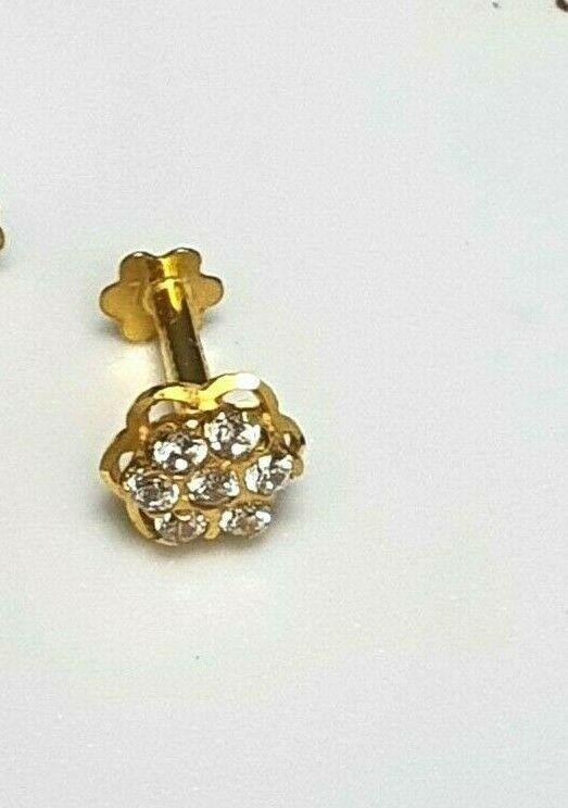 22ct Yellow Gold Cluster Cubic Zirconia Nose Stud