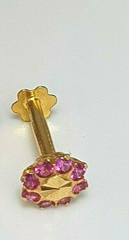 22ct Yellow Gold Eight Red Cubic Zirconia Nose Stud