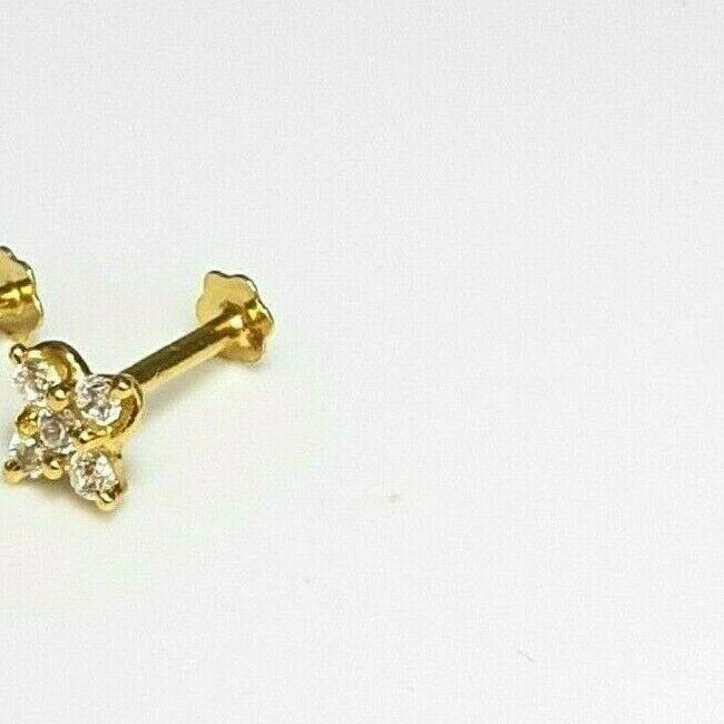 22ct Yellow Gold Cubic Zircon Claw Set Nose Stud