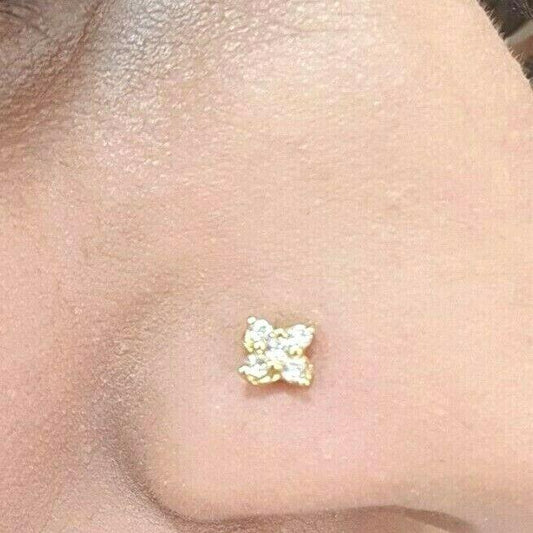 22ct Yellow Gold Cubic Zircon Claw Set Nose Stud