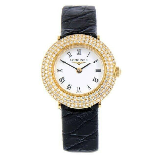 Longines Ladies Prestige 18K Gold & Diamond Triple Row Watch Strap Box & Papers