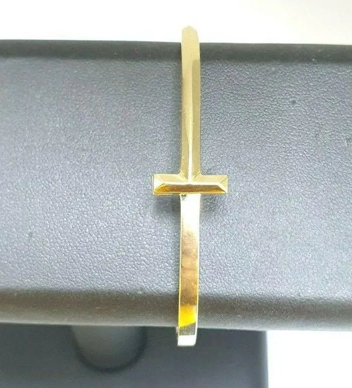 18Carat Yellow Gold T Square Hinged Bangle 21 Grams  Gold Bracelet