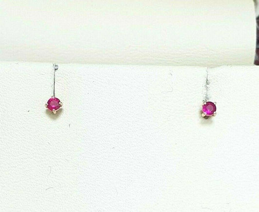 18ct Rose Gold & Natural Ruby Children's Earrings 0.04ct child friendly safe & secure