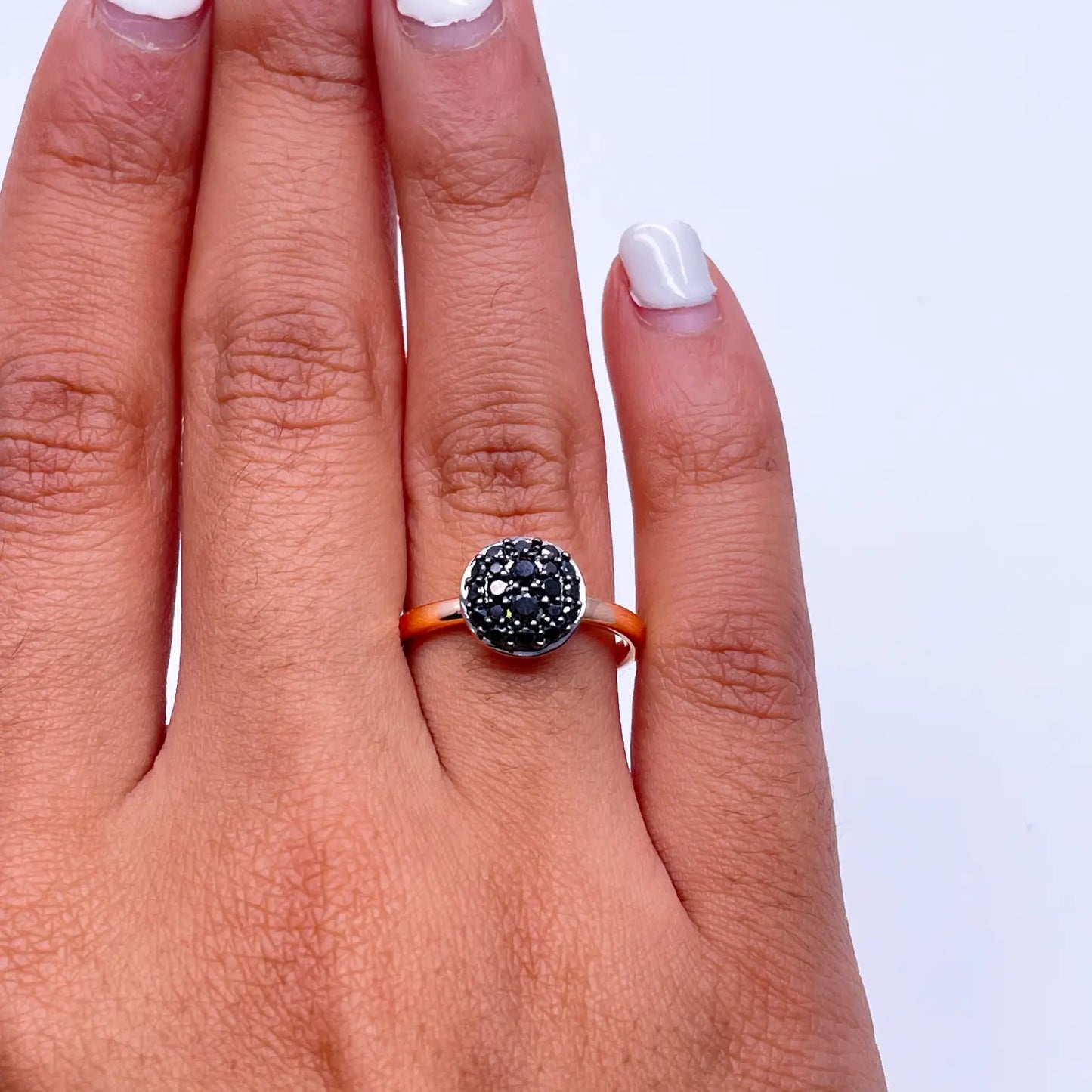 18ct Rose Gold Natural Black Diamond Cluster Ring 0.41ct  Diamond Ring