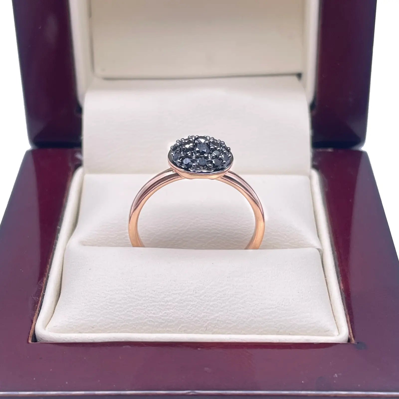 18ct Rose Gold Natural Black Diamond Cluster Ring 0.41ct  Diamond Ring