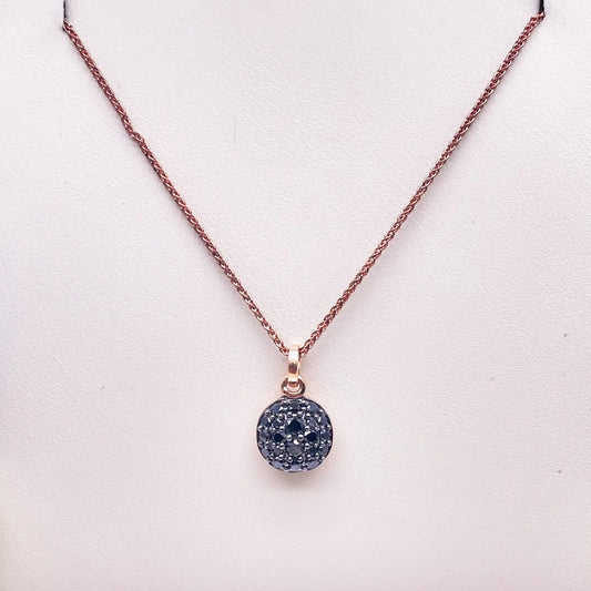 18ct Rose Gold & Natural Black Diamond Cluster Pendant 0.42cts with Chain 