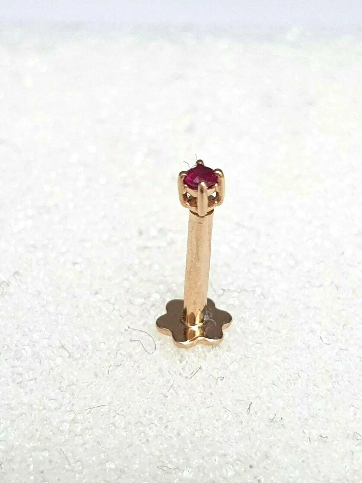 18ct Rose Gold & Natural Ruby Nose Stud / Nose Pin 0.05 Carats 4-Claw 2.0 mm 