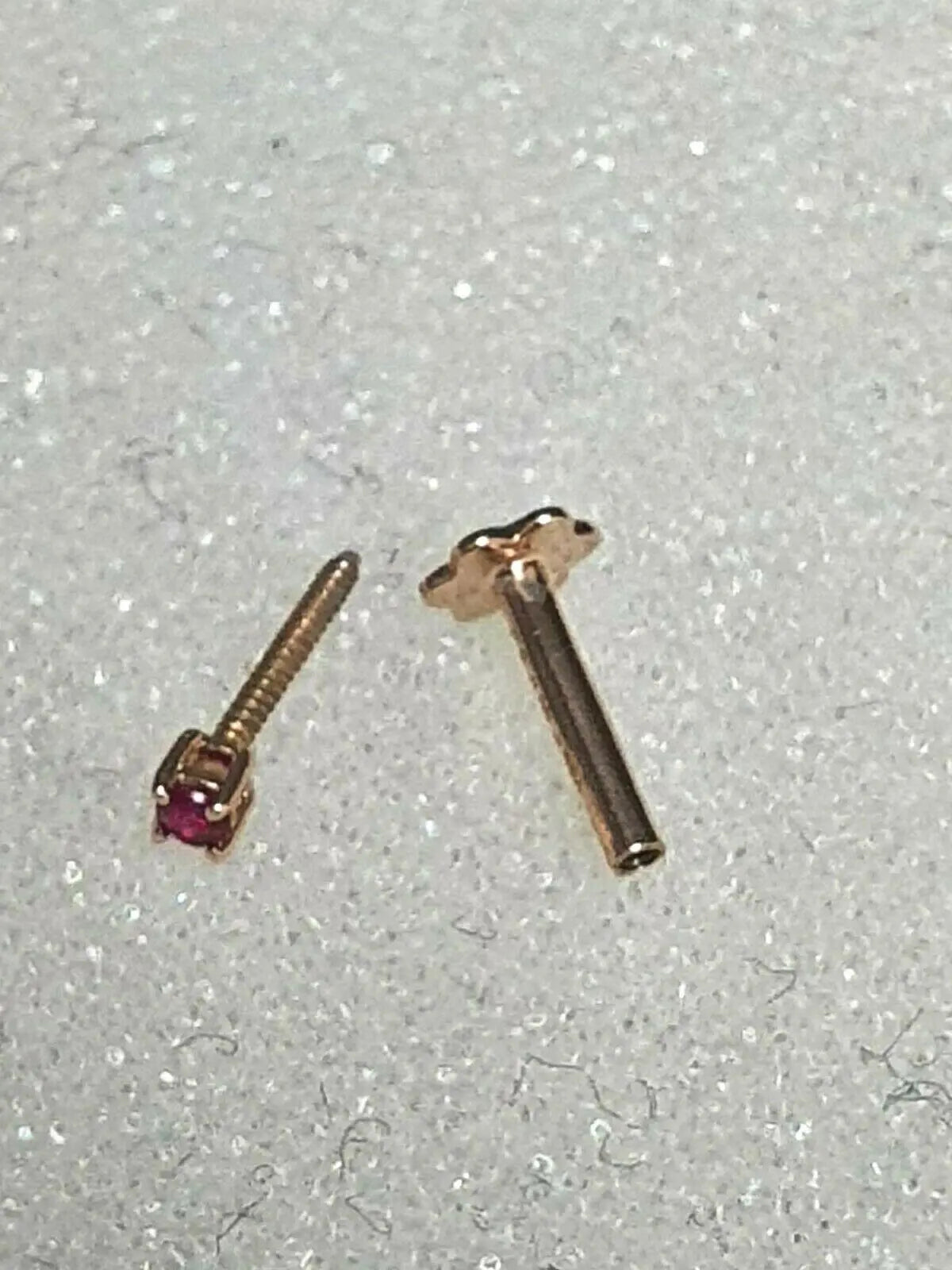 18ct Rose Gold & Natural Ruby Nose Stud / Nose Pin 0.05 Carats 4-Claw 2.0 mm 