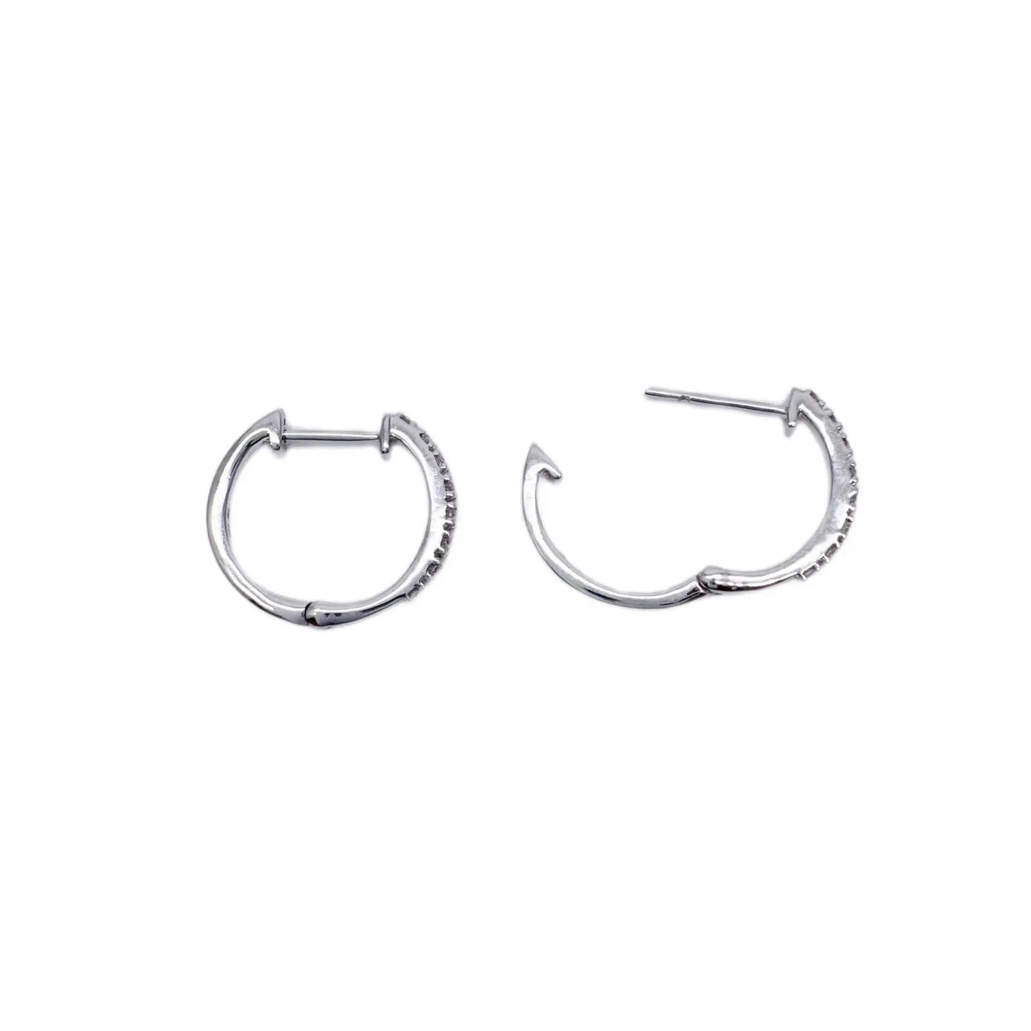 18ct White Gold Diamond Pair of Hoop Earrings 0.10 carats 1.1mm wide 