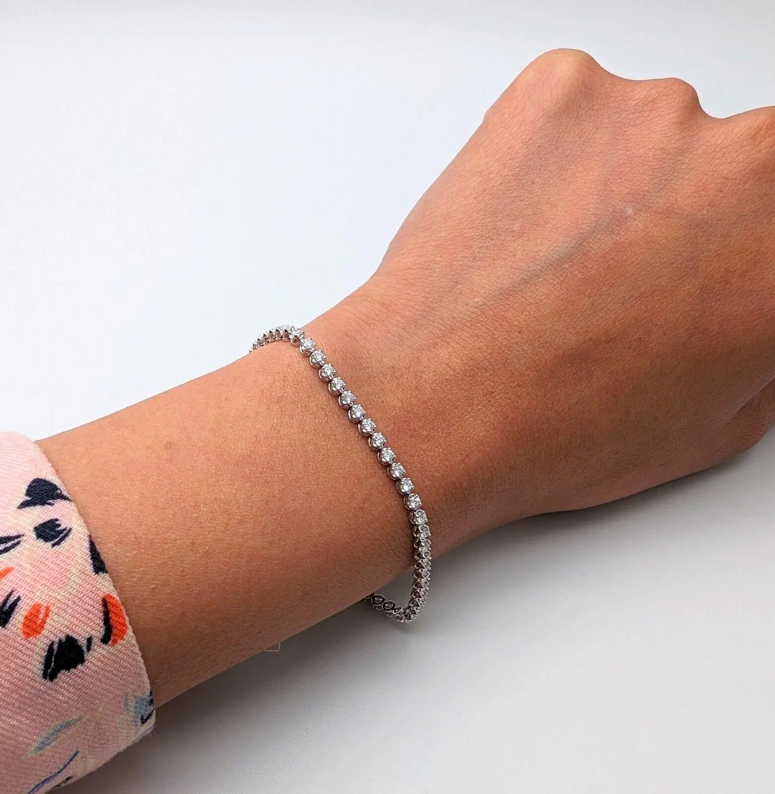 18ct White Gold Diamond Tennis Bracelet 4claw 1.50cts 7.0  Diamond Bracelets