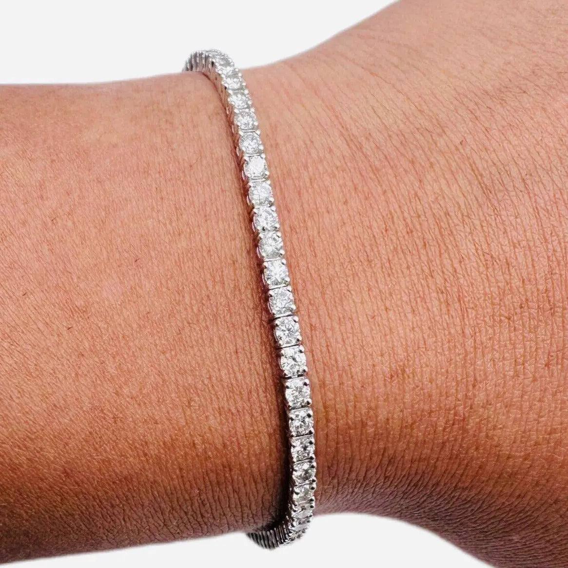 18ct White Gold Diamond Tennis Bracelet 4claw 3.7ct  Diamond Bracelets