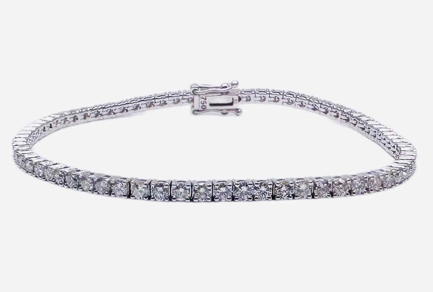 18ct White Gold Diamond Tennis Bracelet 4claw 3.7ct  Diamond Bracelets