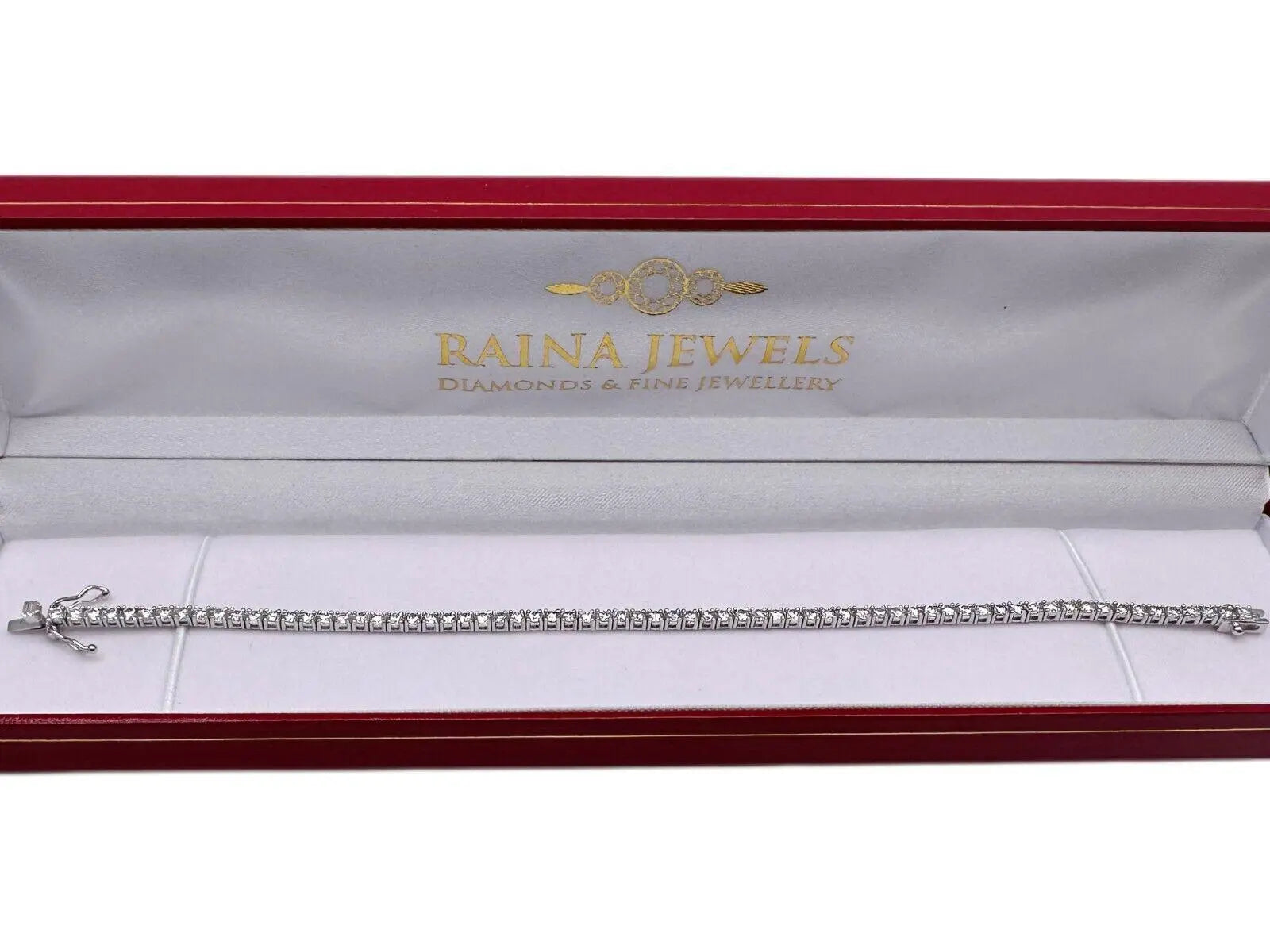 18ct White Gold Diamond Tennis Bracelet 4claw 3.7ct  Diamond Bracelets