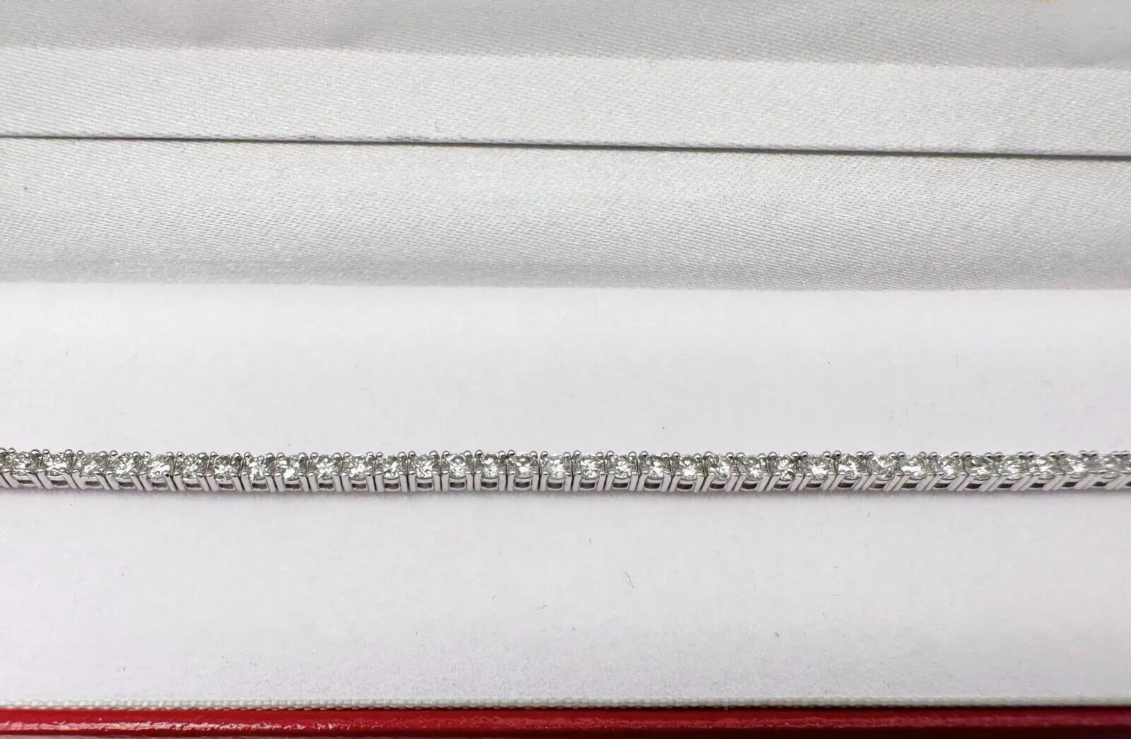 18ct White Gold Diamond Tennis Bracelet 4claw 3.7ct  Diamond Bracelets