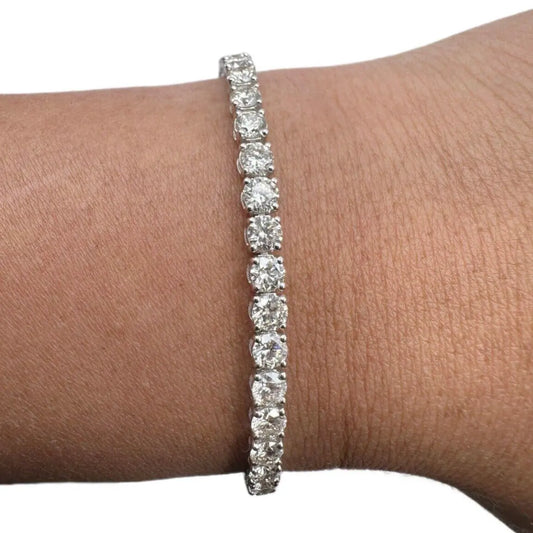 18ct White Gold Diamond Tennis Bracelet 4claw 7.65ct  Diamond Bracelets