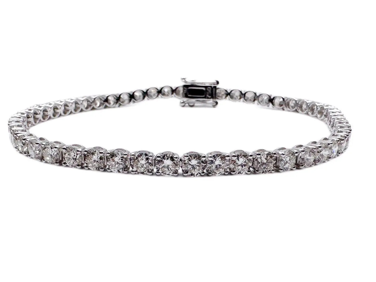 18ct White Gold Diamond Tennis Bracelet 4claw 7.65ct  Diamond Bracelets