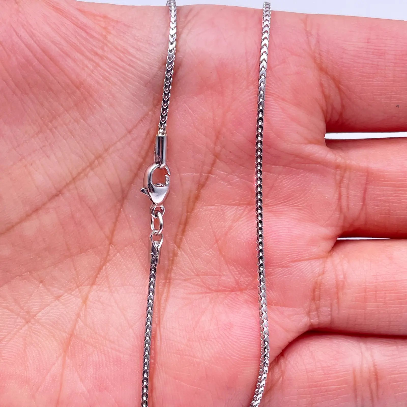 18ct White Gold Franco Necklace 16''inch 