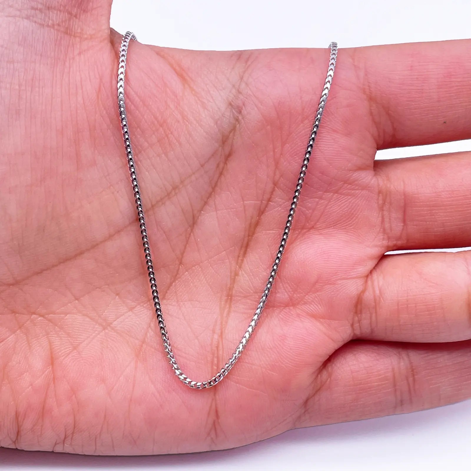 18ct White Gold Franco Necklace 16''inch 