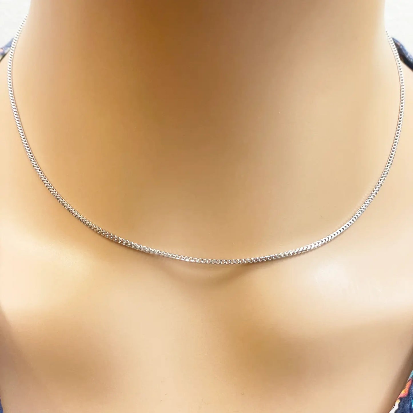 18ct White Gold Franco Necklace 16''inch 