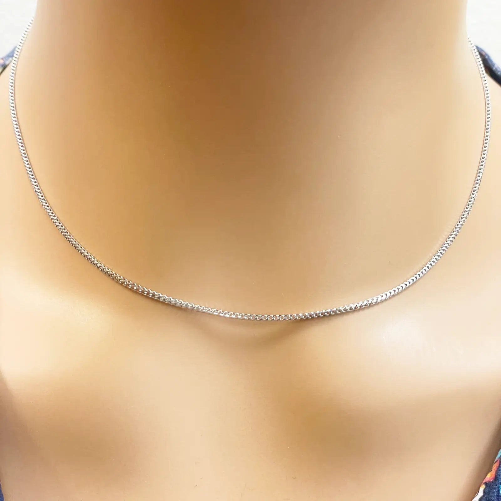 18ct White Gold Franco Necklace 16''inch 