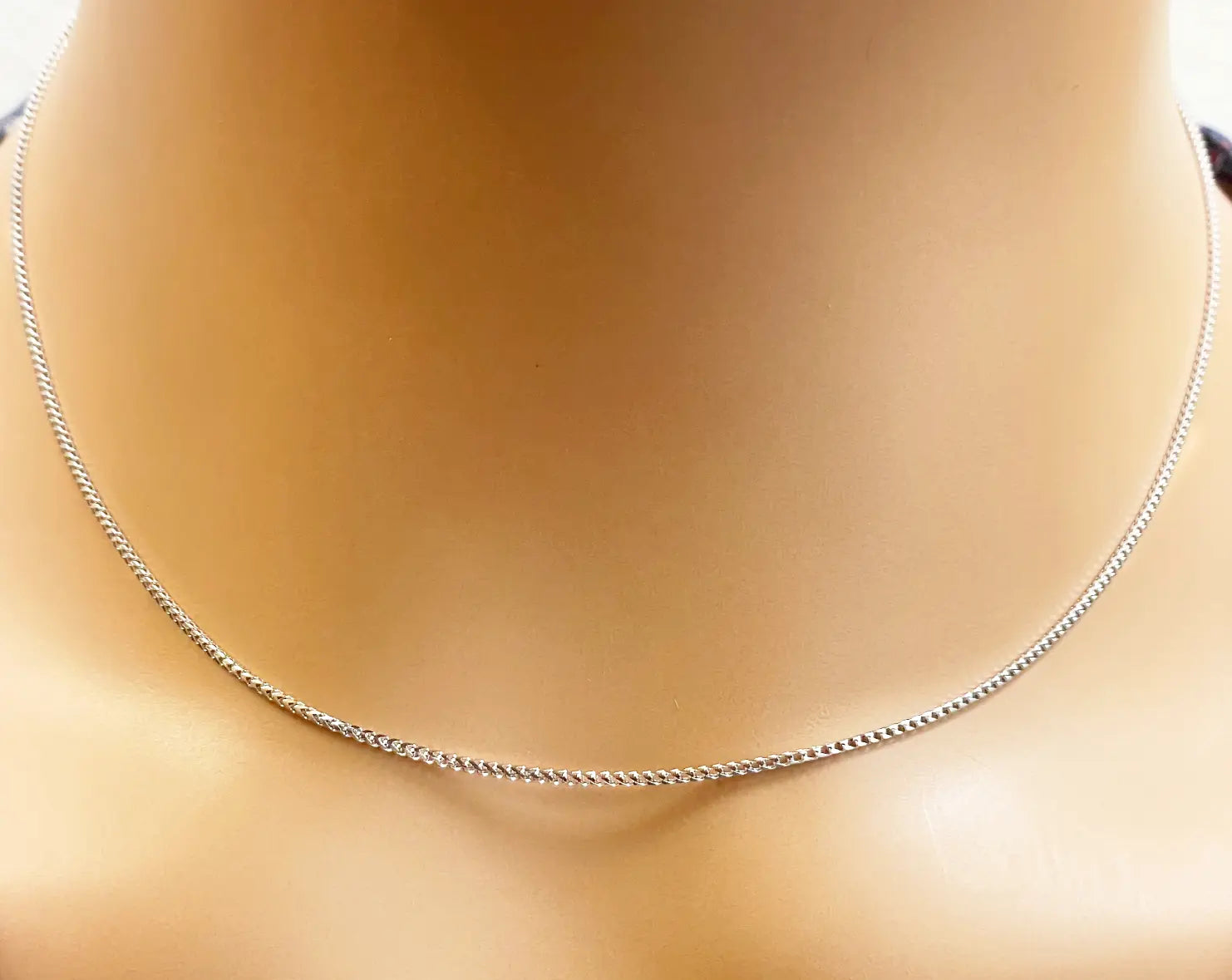 18ct White Gold Franco Necklace 16''inch 