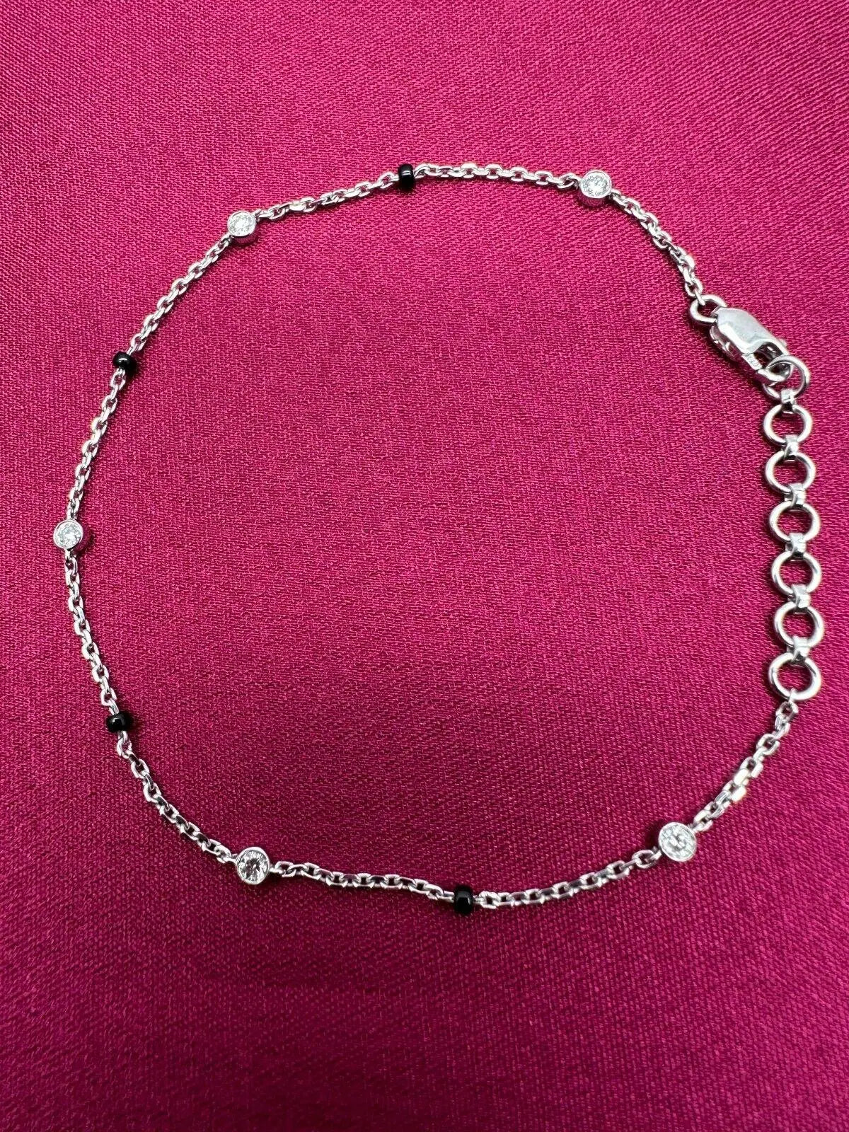 18ct White Gold Natural Diamond By Yard Mangalsutra Bracelet, 0.20ct 