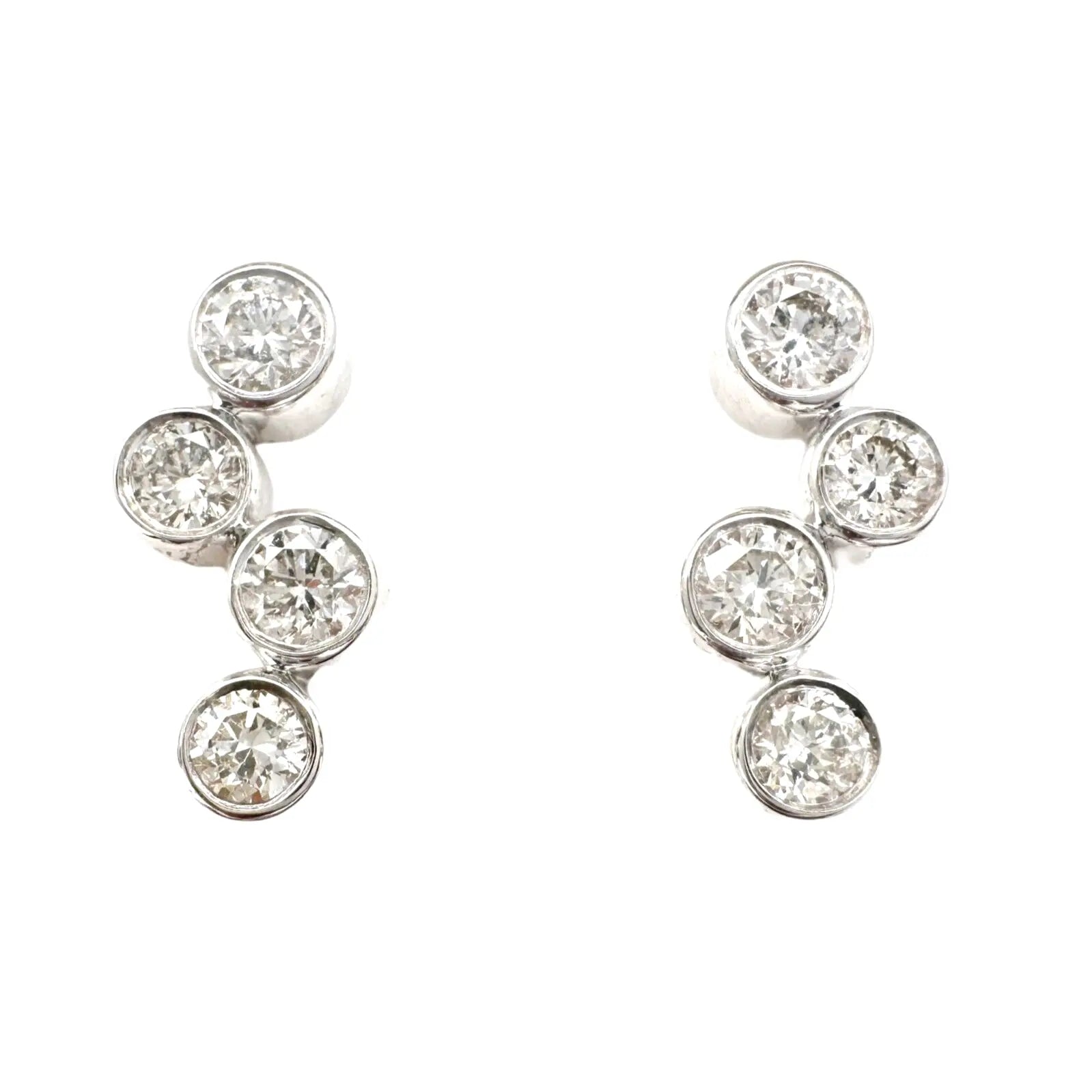 18ct White Gold & Natural Diamond Bubble Drop Earrings 0.65ct 