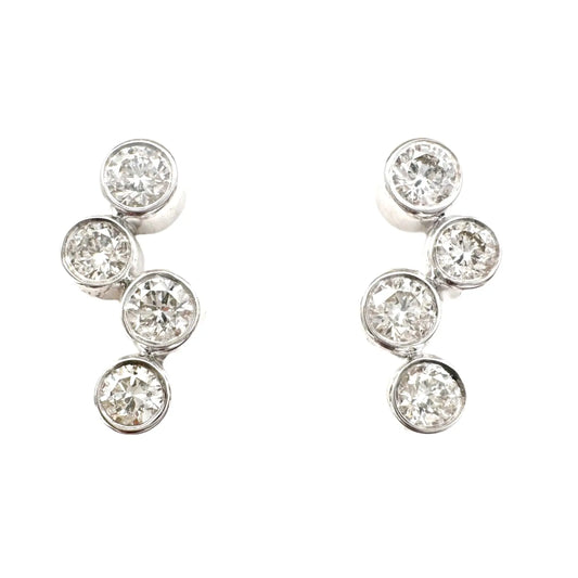 18ct White Gold & Natural Diamond Bubble Drop Earrings 0.65ct 