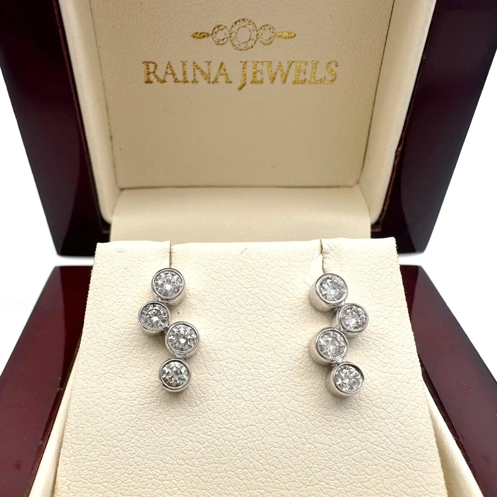 18ct White Gold & Natural Diamond Bubble Drop Earrings 0.65ct 