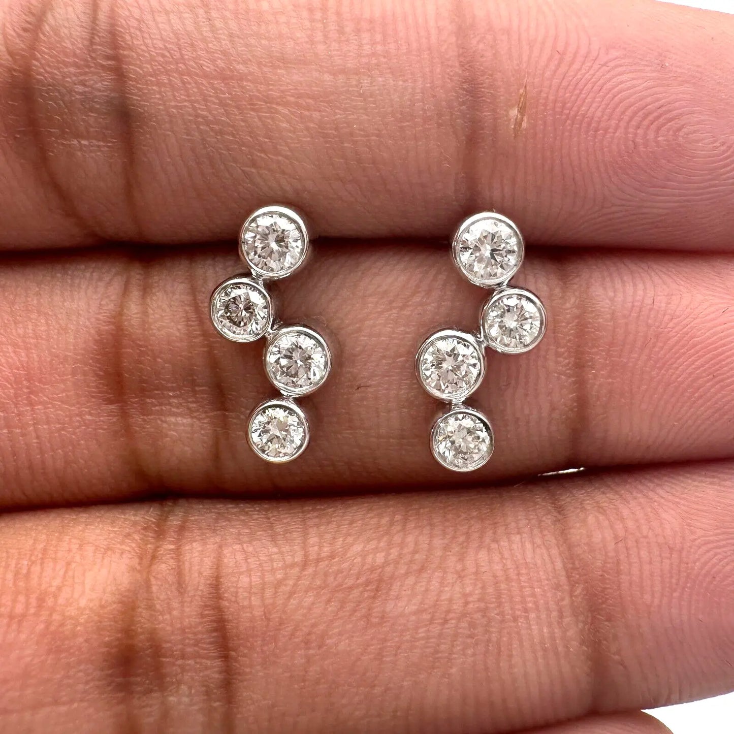 18ct White Gold & Natural Diamond Bubble Drop Earrings 0.65ct 