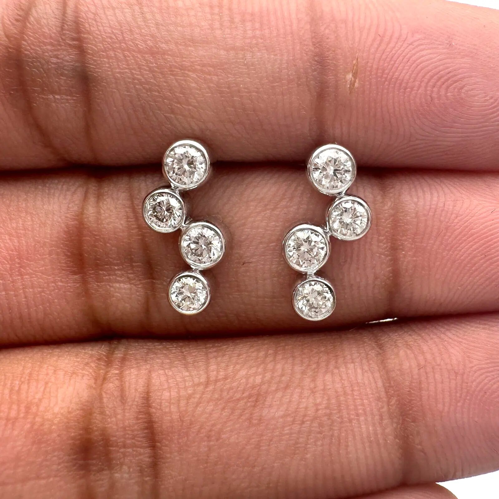 18ct White Gold & Natural Diamond Bubble Drop Earrings 0.65ct 