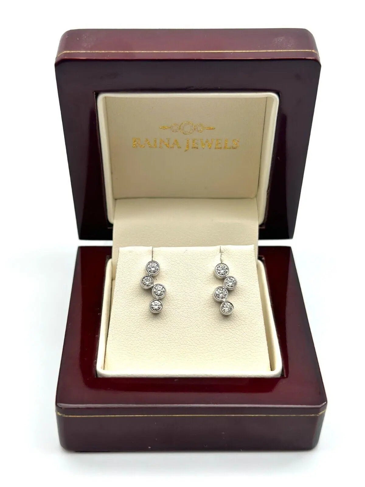 18ct White Gold & Natural Diamond Bubble Drop Earrings 0.65ct 