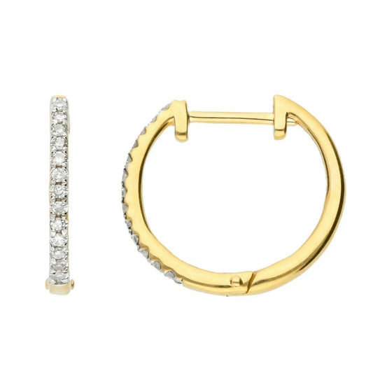 18ct Yellow Gold Diamond Pair of Hoop Earrings 0.08ct 