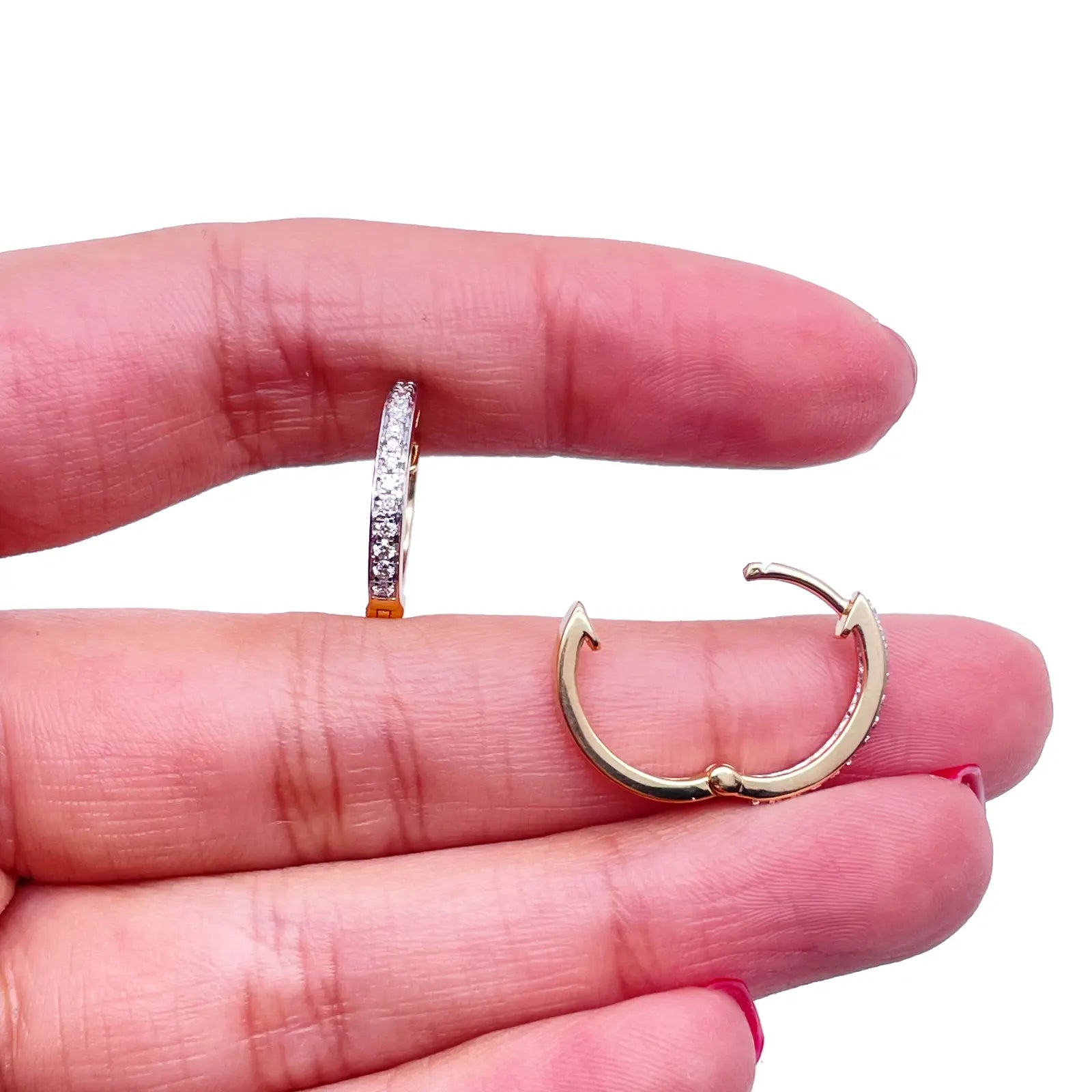 18ct Yellow Gold Natural Diamond Pair of Hoop Huggies Earrings 0.22ct 
