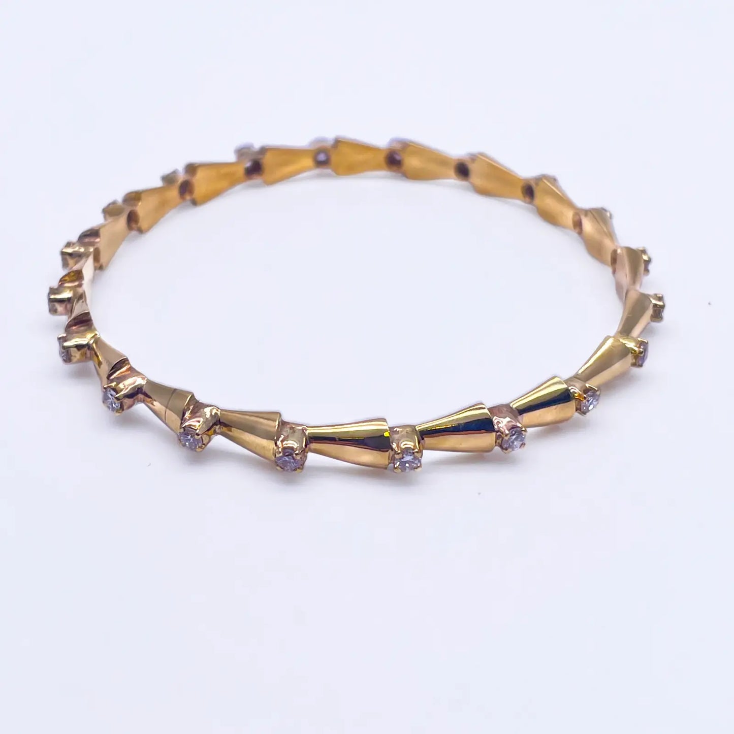 18ct Yellow Gold Solid Fancy Round Diamond Cuff Bangle Bracelet 1.00ct  Diamond Bracelets