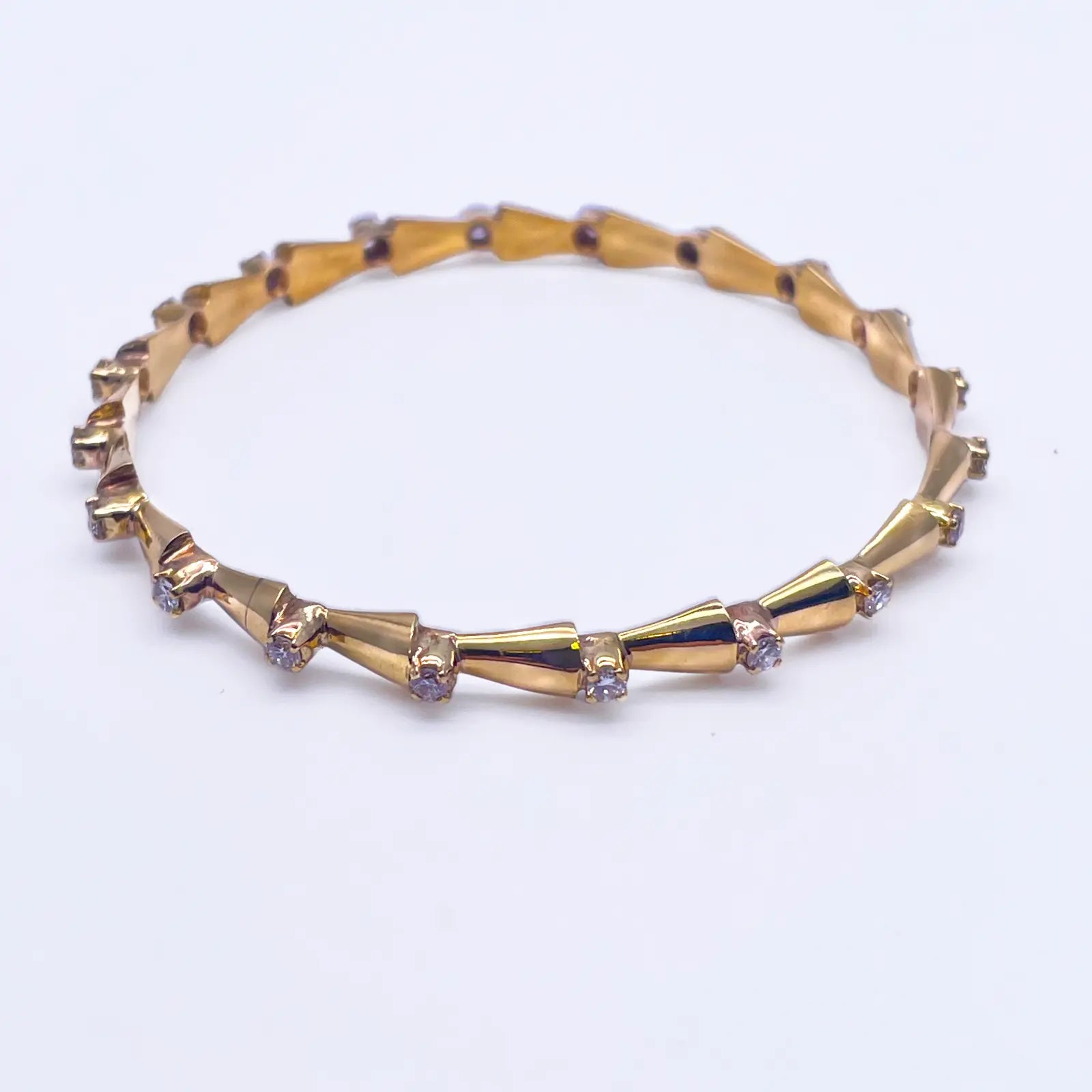 18ct Yellow Gold Solid Fancy Round Diamond Cuff Bangle Bracelet 1.00ct  Diamond Bracelets