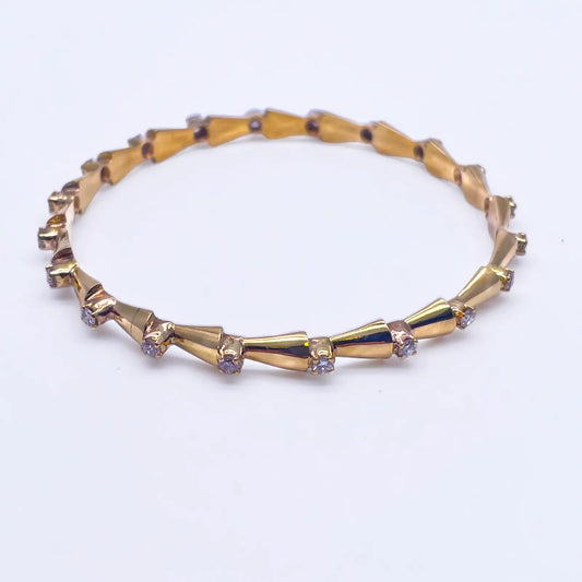 18ct Yellow Gold Solid Fancy Round Diamond Cuff Bangle Bracelet 1.00ct  Diamond Bracelets