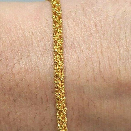 22ct Yellow Gold Ladies Fancy Diamond cut  Bracelet 7.5 inches