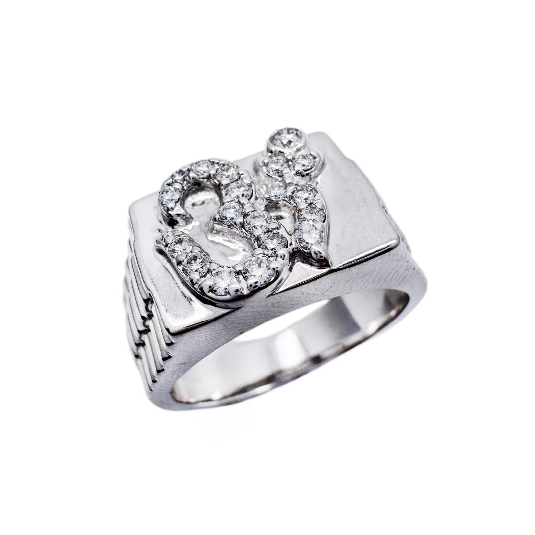 18K White Gold Mens Round cut Diamond OM ring 0.36cts