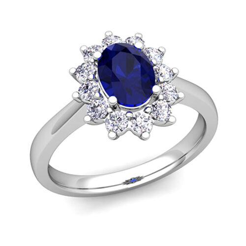 18ct White Gold Natural Blue Sapphire & Diamond Oval Cluster Ring 2.66 carats