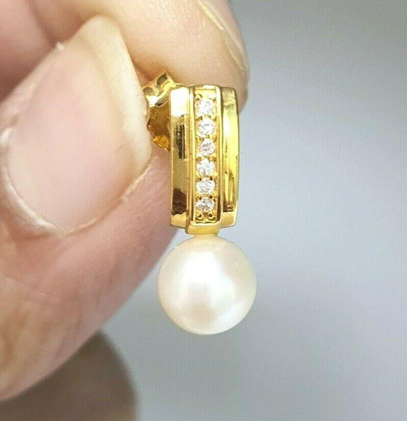 22ct Yellow Gold Freshwater Pearls & Cubic Zirconia Stud Earrings