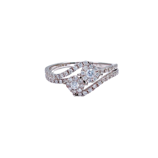 18Carat White Gold Double Row Diamond Cluster Ring 0.40 carats GH SI Hallmark